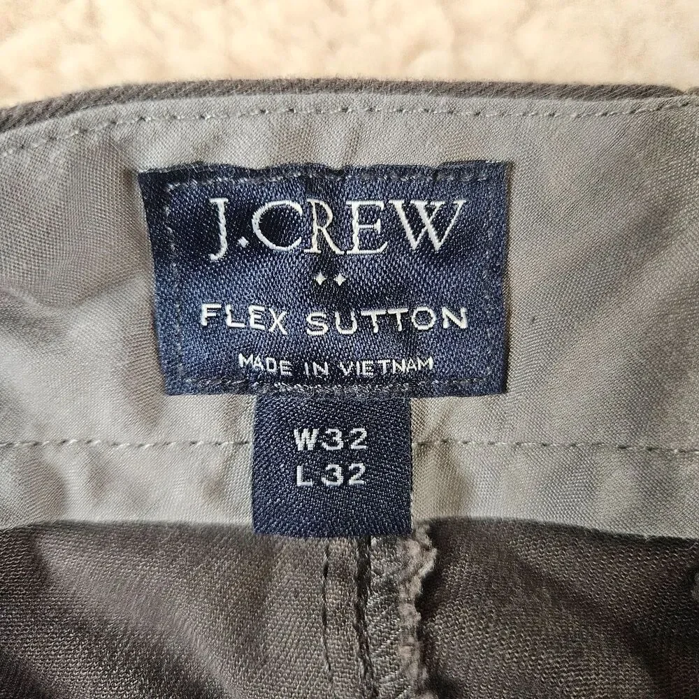 J.Crew Flex Sutton‎ Pants Mens 32x32 Gray Slim Fit Stretch Chino Dress Casual
